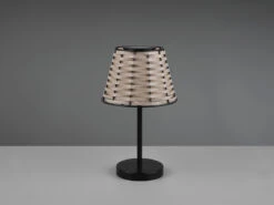 Reality Leuchten Solar LED Tischleuchte ROCA Schwarz Mit Lampenschirm In Rattanoptik, Höhe 32cm -Bestes Beleuchtungs Geschäft solar led tischleuchte roca schwarz mit lampenschi 4