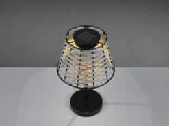 Reality Leuchten Solar LED Tischleuchte ROCA Schwarz Mit Lampenschirm In Rattanoptik, Höhe 32cm -Bestes Beleuchtungs Geschäft solar led tischleuchte roca schwarz mit lampenschi 6