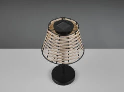 Reality Leuchten Solar LED Tischleuchte ROCA Schwarz Mit Lampenschirm In Rattanoptik, Höhe 32cm -Bestes Beleuchtungs Geschäft solar led tischleuchte roca schwarz mit lampenschi 7