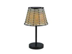 Reality Leuchten Solar LED Tischleuchte ROCA Schwarz Mit Lampenschirm In Rattanoptik, Höhe 32cm -Bestes Beleuchtungs Geschäft solar led tischleuchte roca schwarz mit lampenschi 9