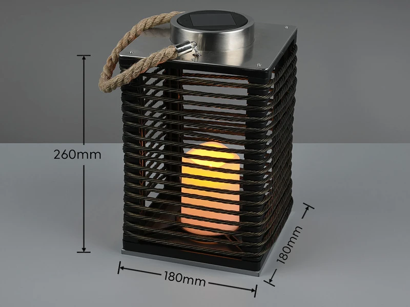 Reality Leuchten Solar LED Tischleuchte SANTANA Schwarz Kerzen Flackern 18x18cm Höhe 28cm 6 Reality Leuchten Solar LED Tischleuchte SANTANA Schwarz Kerzen Flackern 18x18cm Höhe 28cm – Bild 4