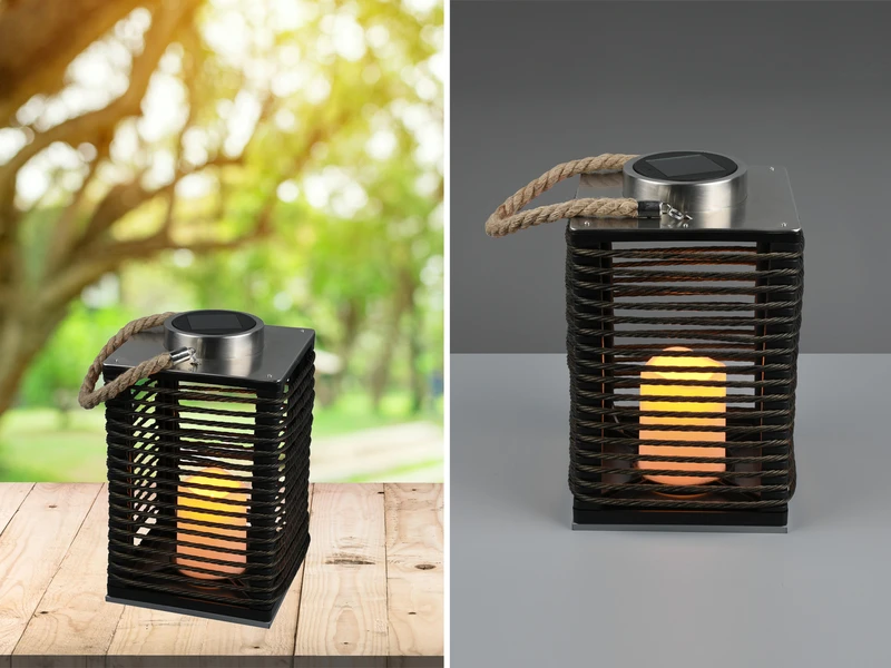 Reality Leuchten Solar LED Tischleuchte SANTANA Schwarz Kerzen Flackern 18x18cm Höhe 28cm 3 Reality Leuchten Solar LED Tischleuchte SANTANA Schwarz Kerzen Flackern 18x18cm Höhe 28cm