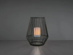 MeineWunschleuchte Solar LED Tischleuchten 2er SET Grau Kerzen Flackern Ø26cm & Ø37cm -Bestes Beleuchtungs Geschäft solar led tischleuchten 2er set grau kerzen flacke 2