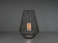 MeineWunschleuchte Solar LED Tischleuchten 2er SET Grau Kerzen Flackern Ø26cm & Ø37cm -Bestes Beleuchtungs Geschäft solar led tischleuchten 2er set grau kerzen flacke 5