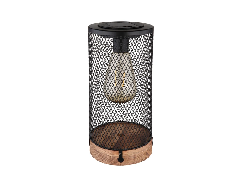 MeineWunschleuchte Solar Tischleuchten 2er SET Drahtgeflecht Schwarz Mit Holzsockel, Höhe 25,5cm 10 MeineWunschleuchte Solar Tischleuchten 2er SET Drahtgeflecht Schwarz Mit Holzsockel, Höhe 25,5cm – Bild 8