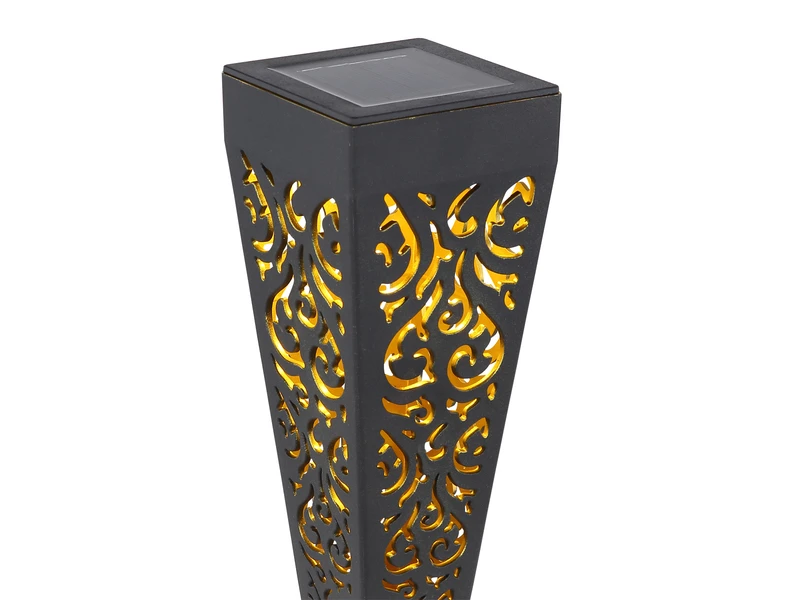 Globo Solar Wegeleuchten 3er Set Mit Erdspieß, Dekostanzungen Schwarz Gold, H.33cm 7 Globo Solar Wegeleuchten 3er Set Mit Erdspieß, Dekostanzungen Schwarz Gold, H.33cm – Bild 5