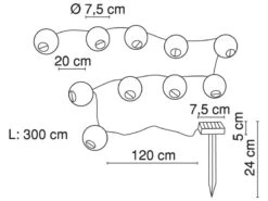 Globo Solarbetriebene LED Outdoor Lichterkette Mit 10 Weißen Lampions, Länge 3 Meter -Bestes Beleuchtungs Geschäft solarbetriebene led outdoor lichterkette mit 10 we 2