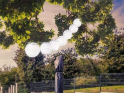 Globo Solarbetriebene LED Outdoor Lichterkette Mit 10 Weißen Lampions, Länge 3 Meter