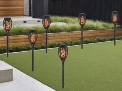 MeineWunschleuchte Solarfackeln 6er Set Mit Flammeneffekt, Schwarz, Höhe 49,5cm -Bestes Beleuchtungs Geschäft solarfackeln 6er set mit flammeneffekt schwarz hoe 7