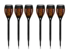 MeineWunschleuchte Solarfackeln 6er Set Mit Flammeneffekt, Schwarz, Höhe 49,5cm -Bestes Beleuchtungs Geschäft solarfackeln 6er set mit flammeneffekt schwarz hoe 9