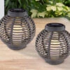 MeineWunschleuchte Solarlaterne 2er SET Mit LED Kerze & Rattanoptik Hängend Oder Stehend, Höhe 23cm -Bestes Beleuchtungs Geschäft solarlaterne 2er set mit led kerze rattanoptik hae