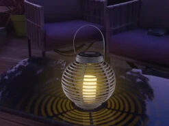 MeineWunschleuchte Solarlaterne 2er SET Mit LED Kerze & Rattanoptik Hängend Oder Stehend, Höhe 23cm -Bestes Beleuchtungs Geschäft solarlaterne 2er set mit led kerze rattanoptik hae 5