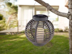 MeineWunschleuchte Solarlaterne 2er SET Mit LED Kerze & Rattanoptik Hängend Oder Stehend, Höhe 23cm -Bestes Beleuchtungs Geschäft solarlaterne 2er set mit led kerze rattanoptik hae 6