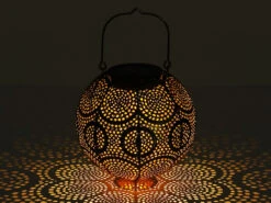 Globo Solarlaterne Hängend Oder Stehend Mit Dekorstanzungen, Metall Gold Antik Ø18,5cm -Bestes Beleuchtungs Geschäft solarlaterne haengend oder stehend mit dekorstanzu 5