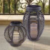 MeineWunschleuchte Solarlaternen 2er SET Groß & Klein, Rattanoptik Mit Kerze, Hängend Oder Stehend -Bestes Beleuchtungs Geschäft solarlaternen 2er set gross klein rattanoptik mit