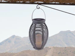 MeineWunschleuchte Solarlaternen 2er SET Groß & Klein, Rattanoptik Mit Kerze, Hängend Oder Stehend -Bestes Beleuchtungs Geschäft solarlaternen 2er set gross klein rattanoptik mit 1 6