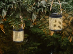 MeineWunschleuchte Solarlaternen 2er SET Metall Rattanoptik, Hängend Oder Stehend, Höhe 30cm