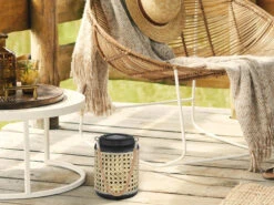 MeineWunschleuchte Solarlaternen 2er SET Metall Rattanoptik, Hängend Oder Stehend, Höhe 30cm -Bestes Beleuchtungs Geschäft solarlaternen 2er set metall rattanoptik haengend 1 5