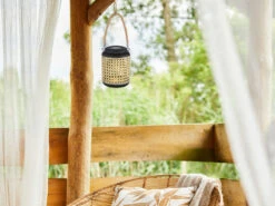 MeineWunschleuchte Solarlaternen 2er SET Metall Rattanoptik, Hängend Oder Stehend, Höhe 30cm -Bestes Beleuchtungs Geschäft solarlaternen 2er set metall rattanoptik haengend 1 6