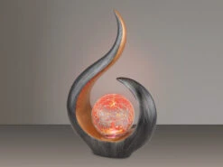 Globo Solarleuchte Mit Farbwechsel & Crackle Glaskugel, Schwarz Gold, Höhe 33,5cm -Bestes Beleuchtungs Geschäft solarleuchte mit farbwechsel crackle glaskugel sch 2