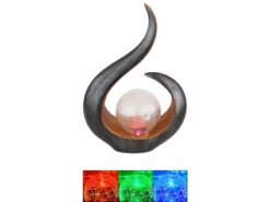 Globo Solarleuchte Mit Farbwechsel & Crackle Glaskugel, Schwarz Gold, Höhe 33,5cm -Bestes Beleuchtungs Geschäft solarleuchte mit farbwechsel crackle glaskugel sch 4