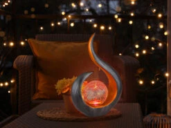 Globo Solarleuchte Mit Farbwechsel & Crackle Glaskugel, Schwarz Gold, Höhe 33,5cm -Bestes Beleuchtungs Geschäft solarleuchte mit farbwechsel crackle glaskugel sch 5