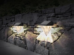 Globo Solarleuchten 2er Set Wandleuchten, Diamant-Design, H.12cm