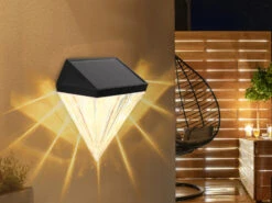 Globo Solarleuchten 2er Set Wandleuchten, Diamant-Design, H.12cm -Bestes Beleuchtungs Geschäft solarleuchten 2er set wandleuchten diamant design 1 6