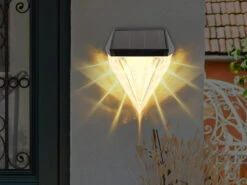 Globo Solarleuchten 2er Set Wandleuchten, Diamant-Design, H.12cm -Bestes Beleuchtungs Geschäft solarleuchten 2er set wandleuchten diamant design 1 7