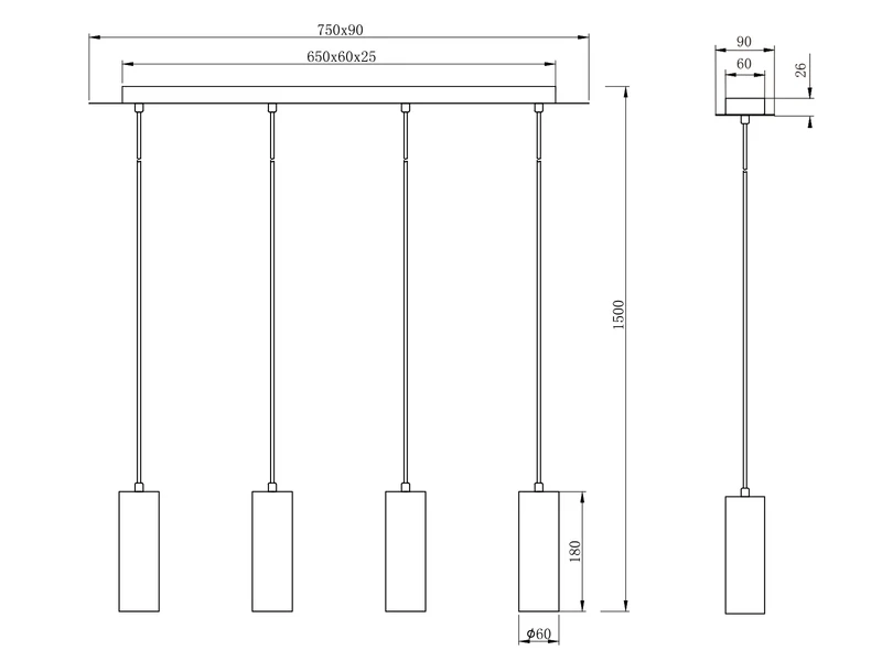 MeineWunschleuchte Spot Balkenpendel Aus Silber Mattem Metall Mit 4 Dimmbaren LEDs 8 MeineWunschleuchte Spot Balkenpendel Aus Silber Mattem Metall Mit 4 Dimmbaren LEDs – Bild 6