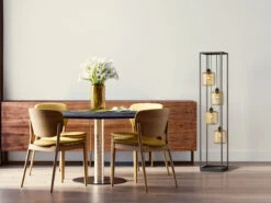 Fischer & Honsel Stehlampe Mehrflammig 4 Lamellen Lampenschirme Gold, Höhe 150cm -Bestes Beleuchtungs Geschäft stehlampe mehrflammig 4 lamellen lampenschirme gol 4