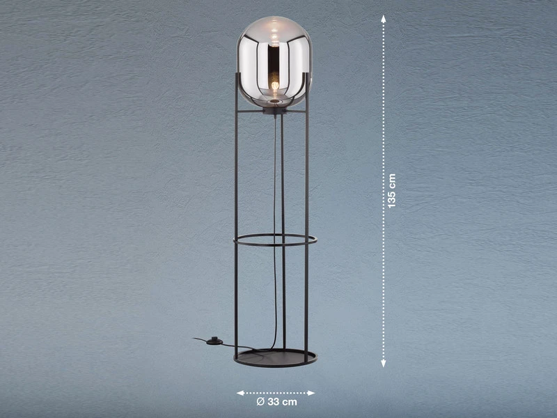 Fischer & Honsel Stehlampe REGI Dreibein Tripod Mit Rauchglas Glaskugel - Höhe 135cm 6 Fischer & Honsel Stehlampe REGI Dreibein Tripod Mit Rauchglas Glaskugel - Höhe 135cm – Bild 4