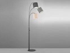 Fischer & Honsel Stehlampe SHADE Mehrflammig Schwarz 3 Lampenschirme Leinen - 186cm Groß -Bestes Beleuchtungs Geschäft stehlampe shade mehrflammig schwarz 3 lampenschirm 2