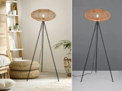 Trio Leuchten Stehleuchte HEDDA Dreibein Mit Korbgeflecht Aus Sisal, Höhe 150cm