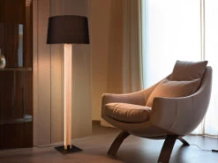 Trio Leuchten Stehleuchte RAHUL Mit Beleuchtetem Holzkorpus Und Stoffschirm, H: 150cm -Bestes Beleuchtungs Geschäft stehleuchte rahul mit beleuchtetem holzkorpus und 1 5