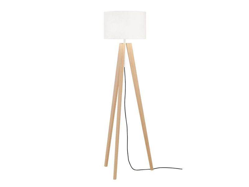 Fischer & Honsel Stehleuchte SHINE WOOD Mit Dreibein Holzfuß & Leinenschirm Weiß, Höhe 140-164cm 4 Fischer & Honsel Stehleuchte SHINE WOOD Mit Dreibein Holzfuß & Leinenschirm Weiß, Höhe 140-164cm – Bild 2