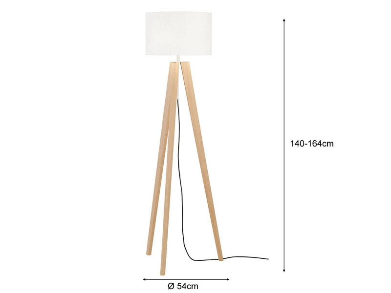 Fischer & Honsel Stehleuchte SHINE WOOD Mit Dreibein Holzfuß & Leinenschirm Weiß, Höhe 140-164cm 6 Fischer & Honsel Stehleuchte SHINE WOOD Mit Dreibein Holzfuß & Leinenschirm Weiß, Höhe 140-164cm – Bild 4