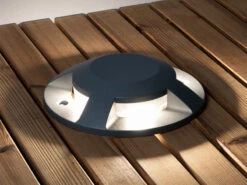 Konstsmide Terrassen- Bodenaufbaustrahler Mit 4 LEDs ALU Anthrazit Ø20cm, IP65 -Bestes Beleuchtungs Geschäft terrassen bodenaufbaustrahler mit 4 leds alu anthr 2