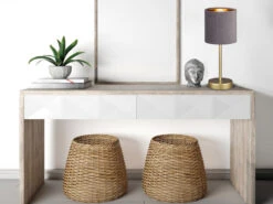 Fischer & Honsel Tischlampe AURA Mit Lampenschirm Samt Grau - Innen Gold Ø 13cm -Bestes Beleuchtungs Geschäft tischlampe aura mit lampenschirm samt grau innen g 4