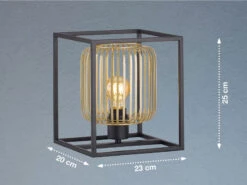 Fischer & Honsel Tischlampe Eckig Mit Lamellen Lampenschirm Gold, 23x23cm -Bestes Beleuchtungs Geschäft tischlampe eckig mit lamellen lampenschirm gold 23 3