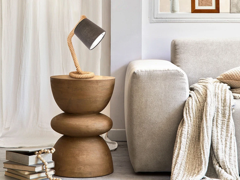 Fischer & Honsel Tischlampe YARA Design Maritim - Taulampe Mit Seil & Schirm Grau 7 Fischer & Honsel Tischlampe YARA Design Maritim - Taulampe Mit Seil & Schirm Grau – Bild 5