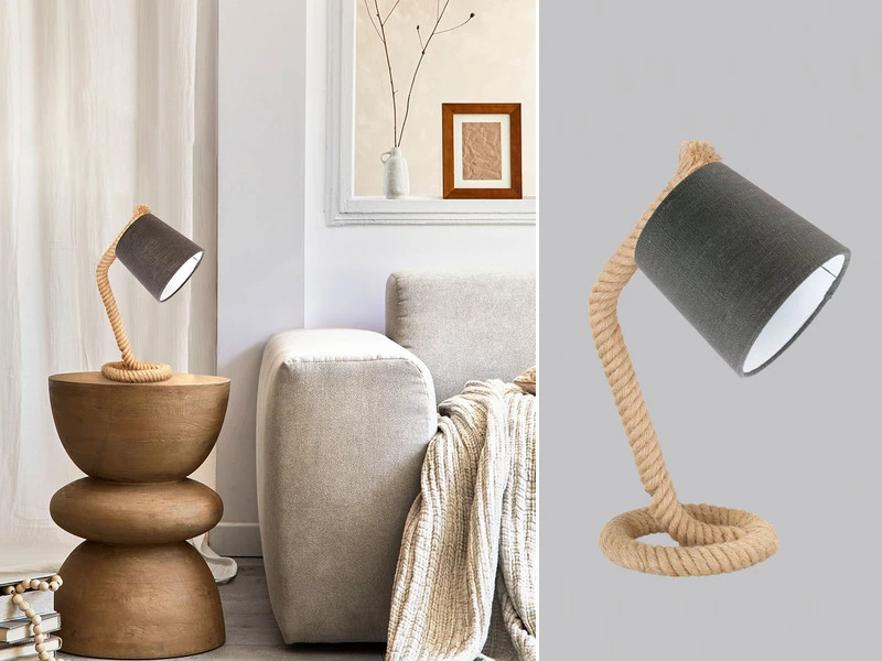 Fischer & Honsel Tischlampe YARA Design Maritim - Taulampe Mit Seil & Schirm Grau 3 Fischer & Honsel Tischlampe YARA Design Maritim - Taulampe Mit Seil & Schirm Grau