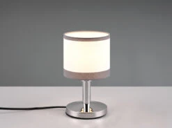 Reality Leuchten Tischleuchte DAVOS Mit Stoffschirm In Weiß/Grau, Touchfunktion Höhe 22,5cm -Bestes Beleuchtungs Geschäft tischleuchte davos mit stoffschirm in weiss grau t 2