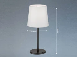 FHL Easy Tischleuchte EVE Schwarz Mit Lampenschirm Stoff Weiß, 30cm Klein -Bestes Beleuchtungs Geschäft tischleuchte eve schwarz mit lampenschirm stoff we 3