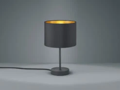 Trio Leuchten Tischleuchte HOSTEL Stoff Lampenschirm Ø 20cm Schwarz & Gold -Bestes Beleuchtungs Geschäft tischleuchte hostel stoff lampenschirm 20cm schwar 2