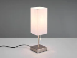 Reality Leuchten Tischleuchte OLE Silber & Stoffschirm Weiß Mit USB-Ladestationen Höhe 35cm -Bestes Beleuchtungs Geschäft tischleuchte ole silber stoffschirm weiss mit usb 1 2