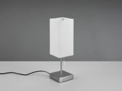 Reality Leuchten Tischleuchte OLE Silber & Stoffschirm Weiß Mit USB-Ladestationen Höhe 35cm -Bestes Beleuchtungs Geschäft tischleuchte ole silber stoffschirm weiss mit usb 1 4