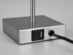 Reality Leuchten Tischleuchte OLE Silber & Stoffschirm Weiß Mit USB-Ladestationen Höhe 35cm -Bestes Beleuchtungs Geschäft tischleuchte ole silber stoffschirm weiss mit usb 1 5