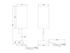 Reality Leuchten Tischleuchte OLE Silber & Stoffschirm Weiß Mit USB-Ladestationen Höhe 35cm -Bestes Beleuchtungs Geschäft tischleuchte ole silber stoffschirm weiss mit usb 1 7