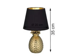 Reality Leuchten Tischleuchte PINEAPPLE Ananas Gold Mit Stoffschirm Schwarz Gold, Höhe 35cm -Bestes Beleuchtungs Geschäft tischleuchte pineapple ananas gold mit stoffschirm 2